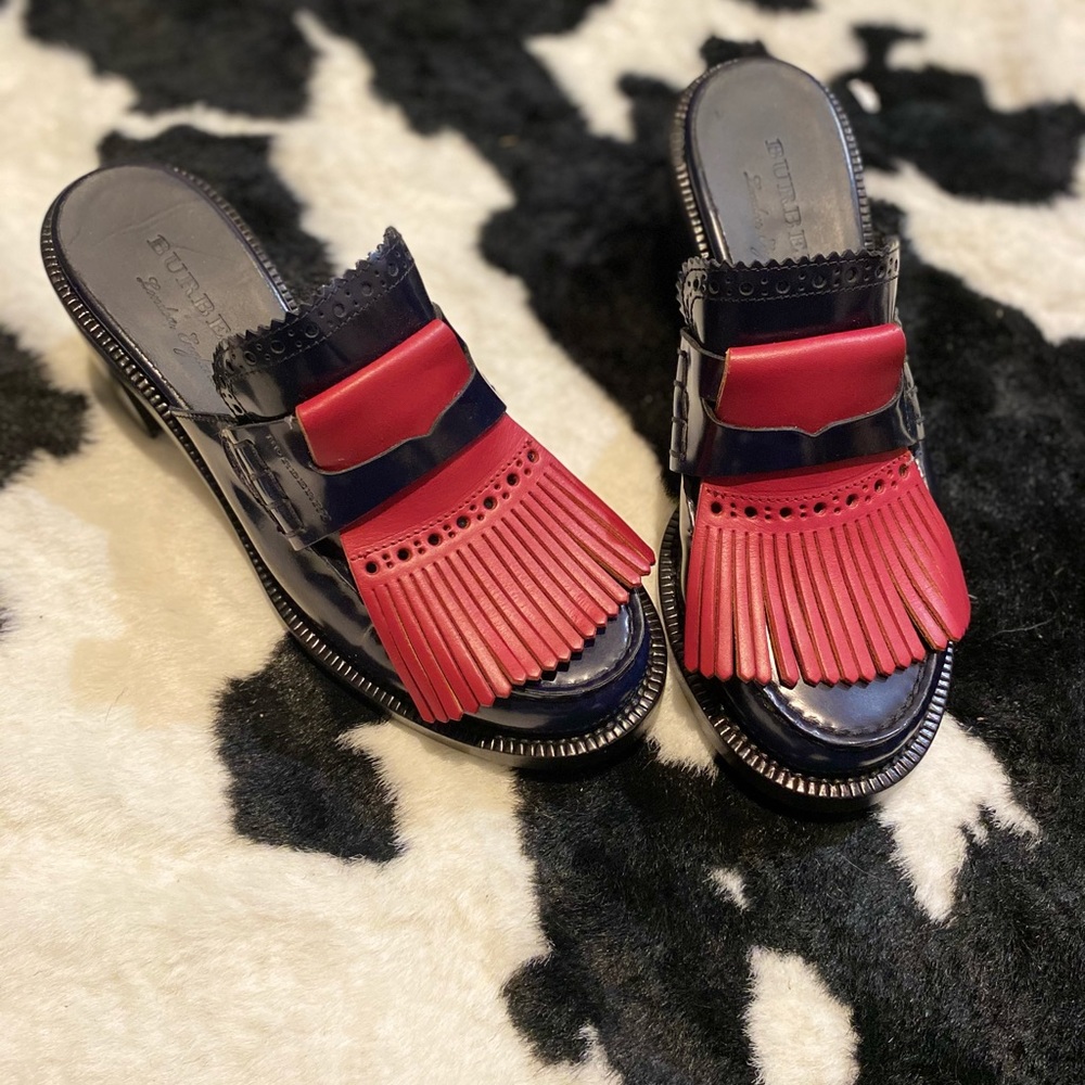 Burberry block heel mules